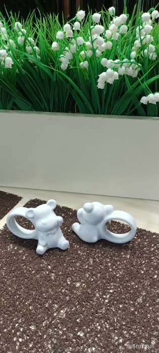 Фотография покупателя товара Набор колец для салфеток Доляна «Стильный мишка», 2 предмета 9.6×4.8×7.2 см, белый - Фото 1