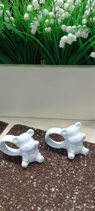 Фотография покупателя товара Набор колец для салфеток Доляна «Стильный мишка», 2 предмета 9.6×4.8×7.2 см, белый - Фото 2