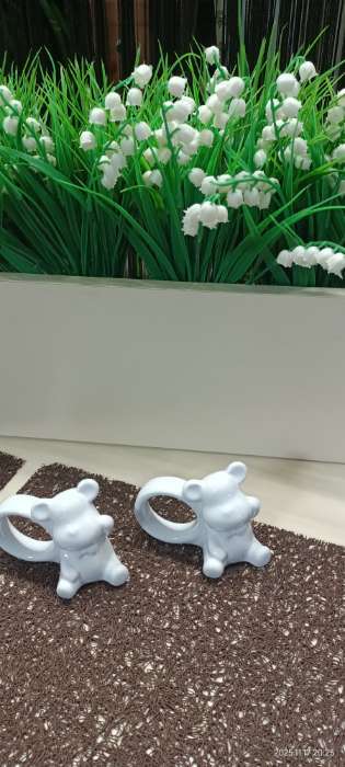 Фотография покупателя товара Набор колец для салфеток Доляна «Стильный мишка», 2 предмета 9.6×4.8×7.2 см, белый - Фото 3