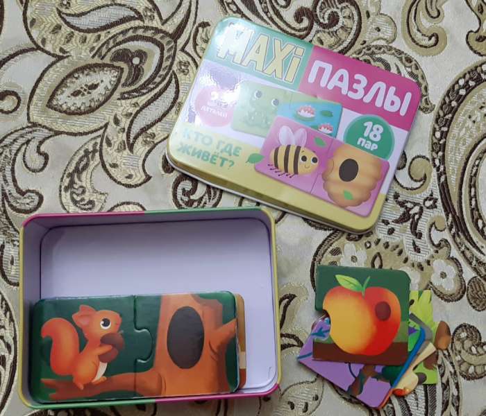 Фотография покупателя товара Макси - пазлы в металлической коробке «Кто где живёт?», парные, 36 деталей - Фото 2