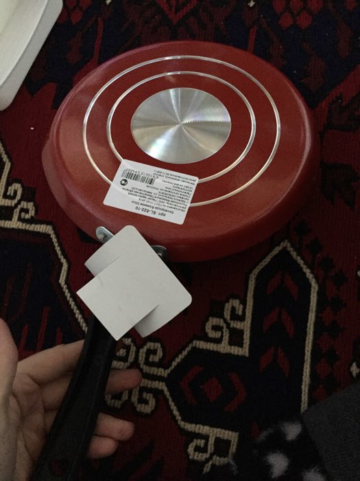 Фотография покупателя товара Сковорода блинная Доляна, d=22 см, пластиковая ручка, антипригарное покрытие, цвет красный - Фото 1