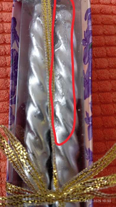 Фотография покупателя товара Набор свечей витых, 1.5×15 см, 2 шт., серебряный металлик - Фото 10