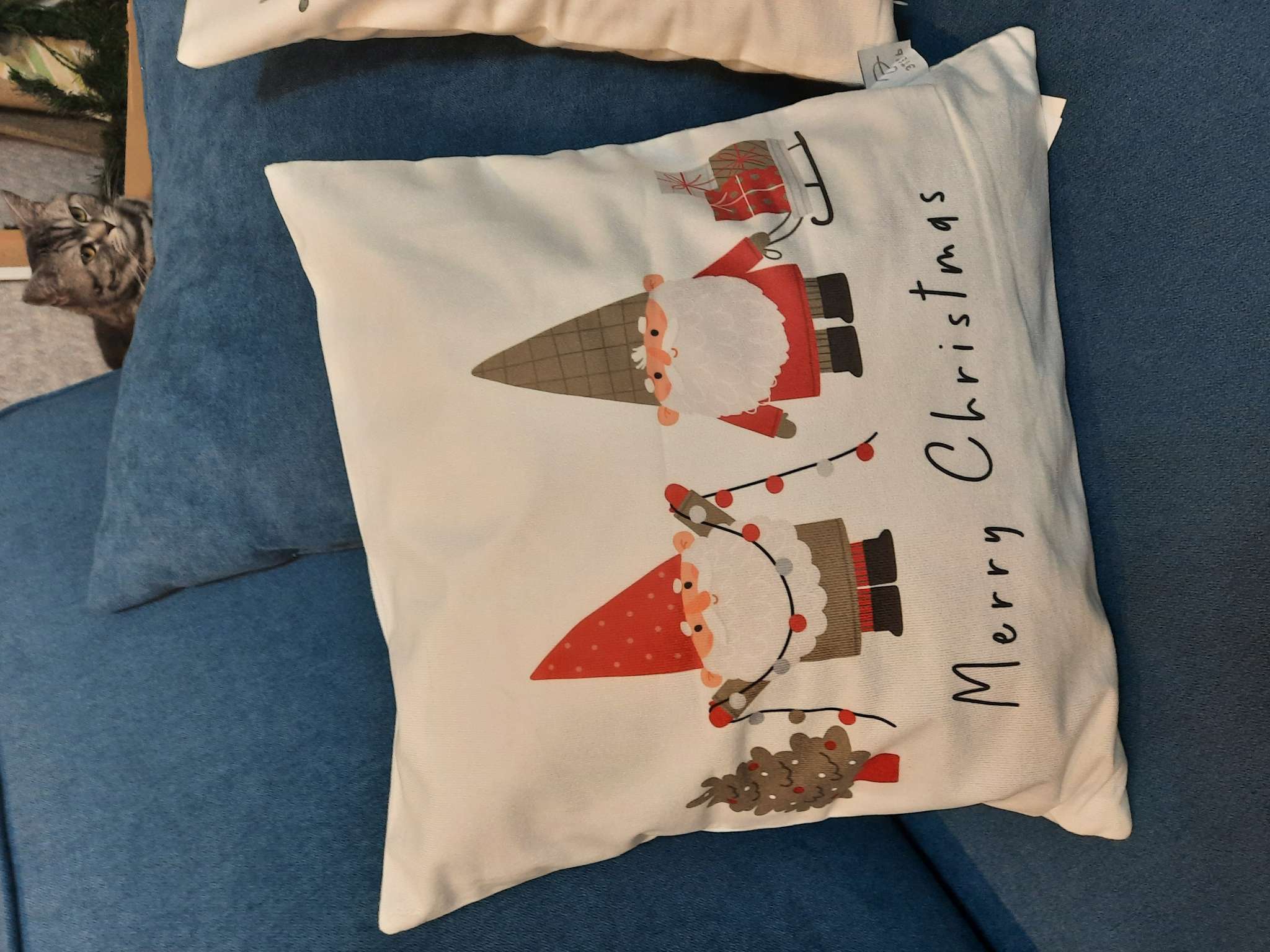 Фотография покупателя товара Наволочка декоративная новогодняя «Этель. Гномики» 40×40 см - Фото 1