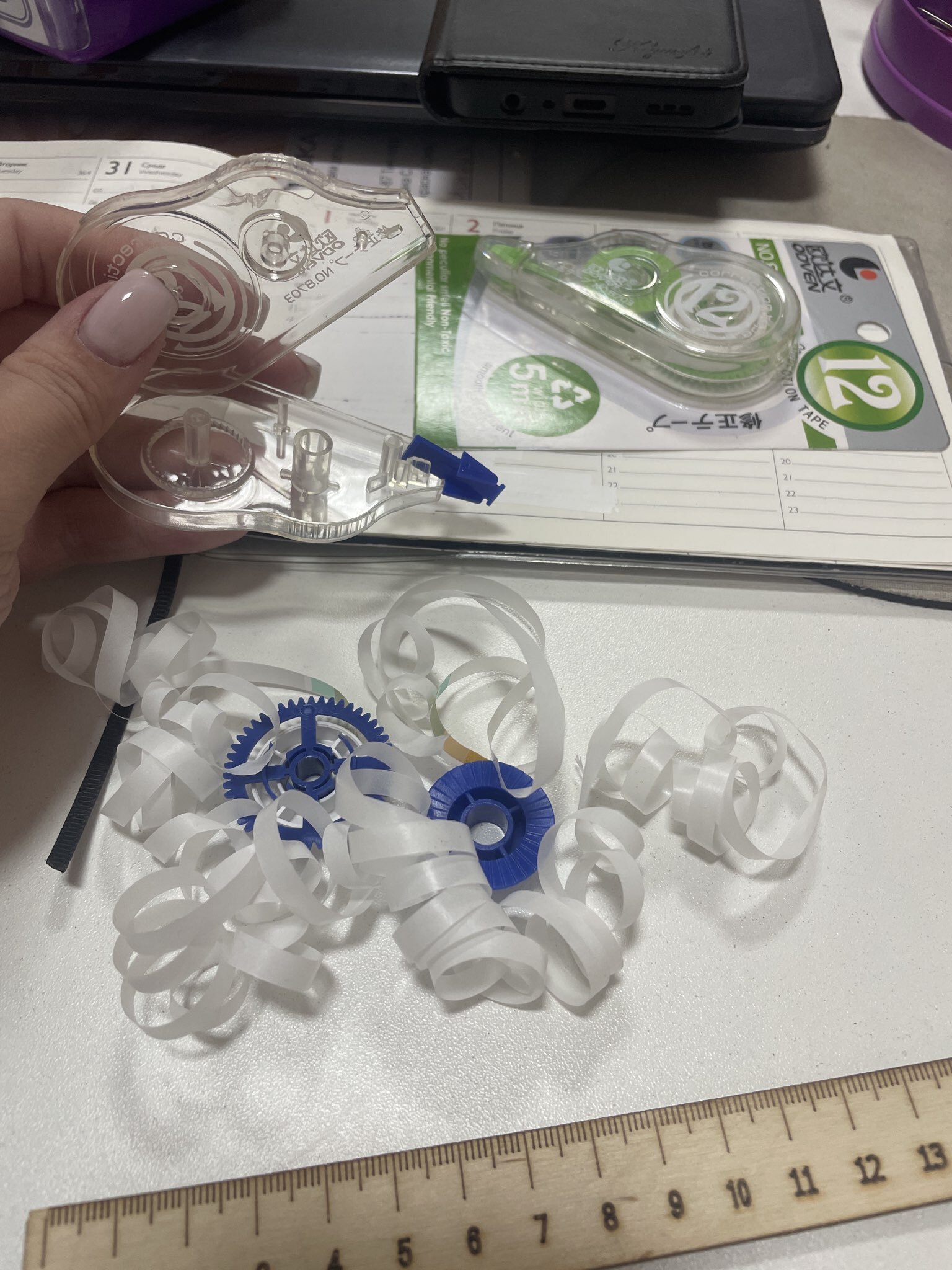 Фотография покупателя товара Корректор-лента, 7 м × 5 мм, с держателем, блистер, европодвес - Фото 2