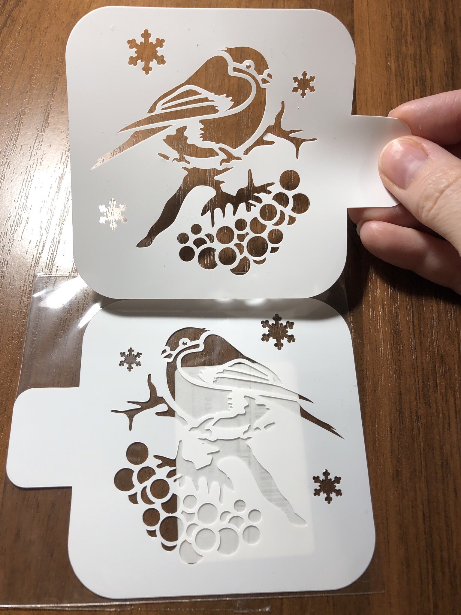 Фотография покупателя товара Трафарет пластик "Снегирь" 9х9 см - Фото 1