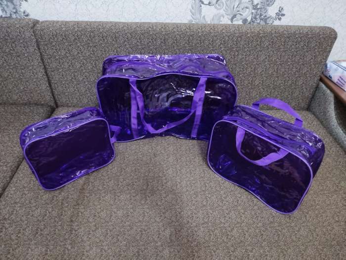 Фотография покупателя товара Набор сумок в роддом, 3 шт., цветной ПВХ, цвет фиолетовый - Фото 1