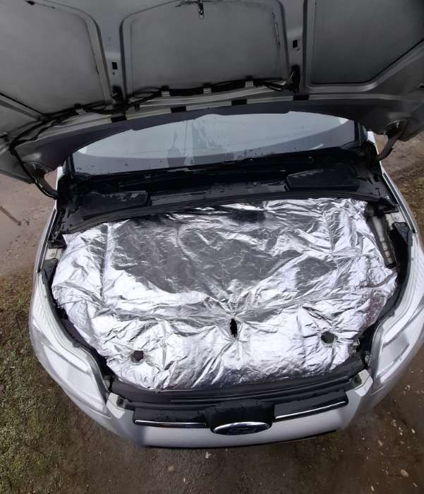 Фотография покупателя товара Автоодеяло для двигателя Cartage, 140×60 см, фольгированное, чёрное - Фото 1