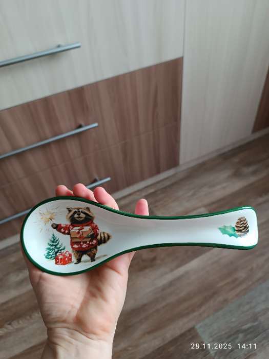 Фотография покупателя товара Подставка под ложку новогодняя Доляна «Сказки зимнего леса», 22.3×7.1×2.7 см, доломит, белая - Фото 2