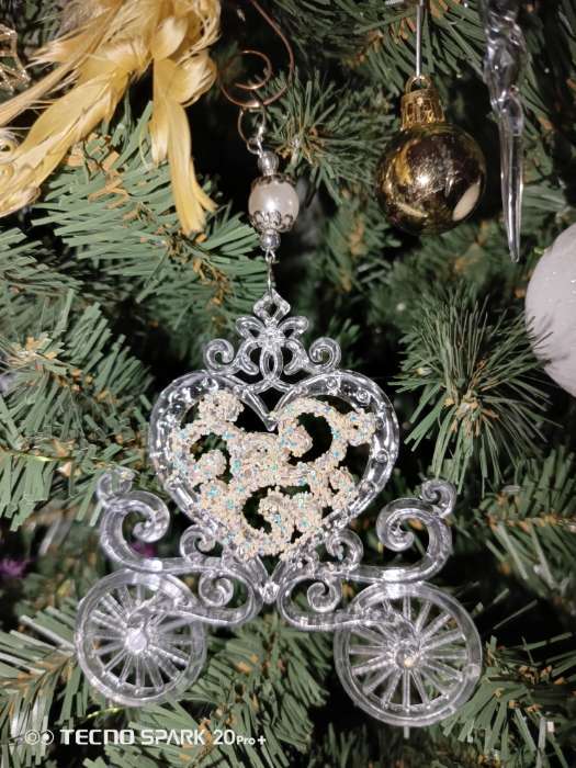 Фотография покупателя товара Ёлочная игрушка «Зимнее волшебство. Карета», блеск 11×12 см, прозрачный - Фото 2