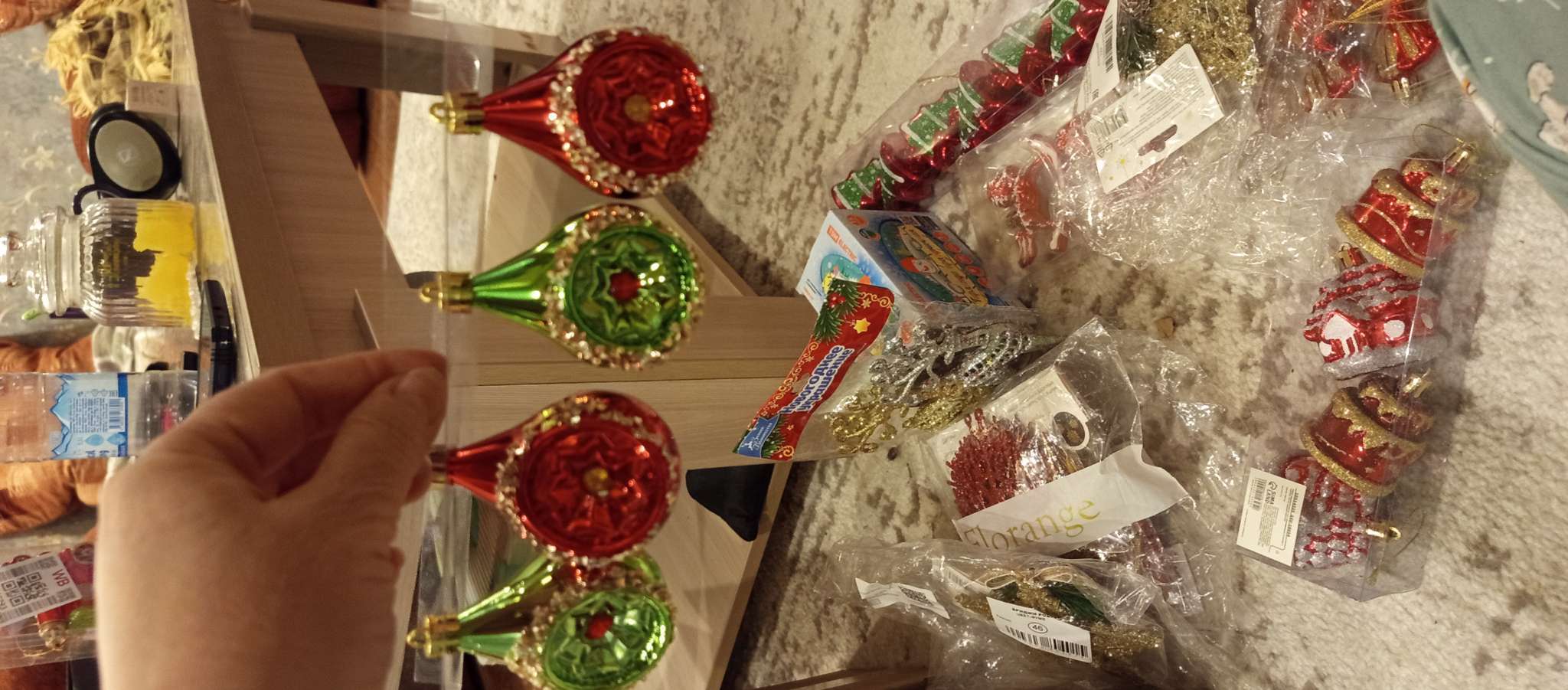 Фотография покупателя товара Елочные игрушки 4 шт. «Фонарик Сказка» 5×8 см, зелёный/красный - Фото 3