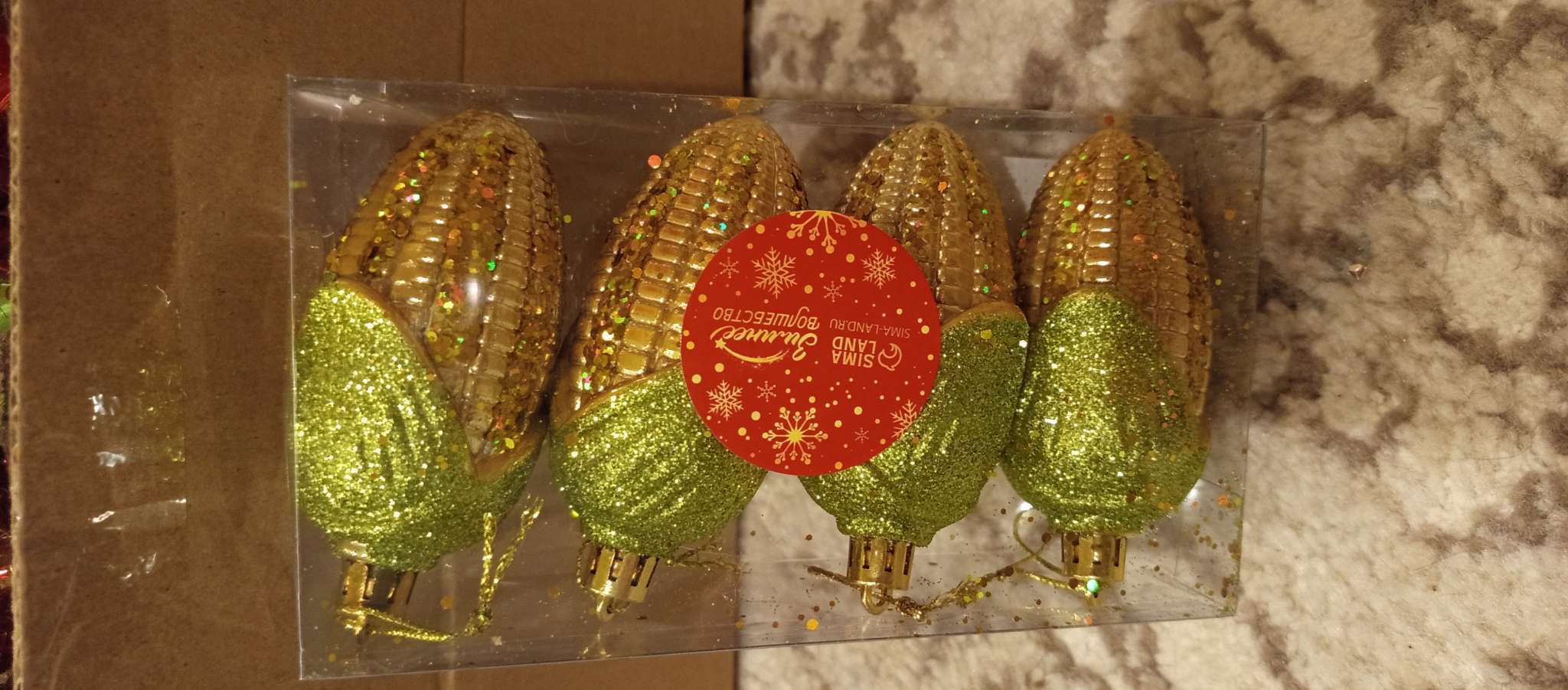 Фотография покупателя товара Ёлочные игрушки 4 шт. «Кукуруза колор» 10×4 см, красный - Фото 5