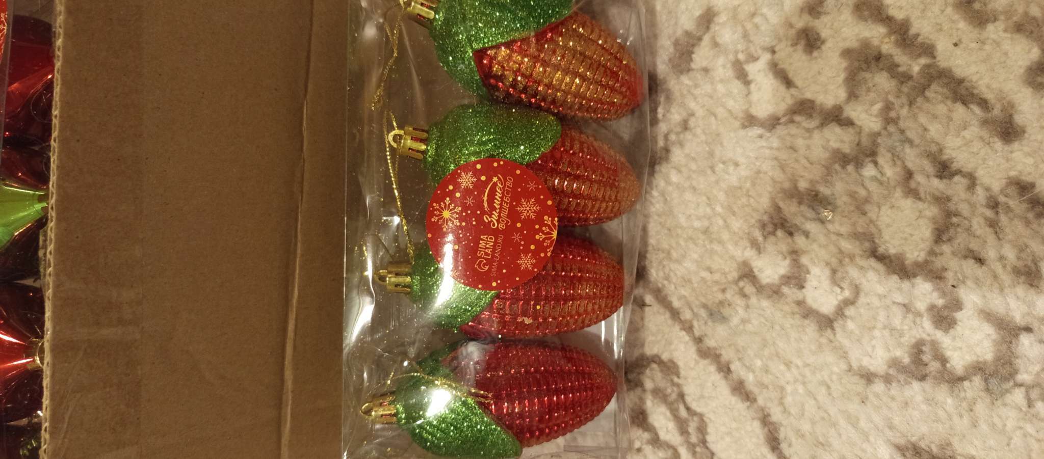 Фотография покупателя товара Ёлочные игрушки 4 шт. «Кукуруза колор» 10×4 см, красный - Фото 2