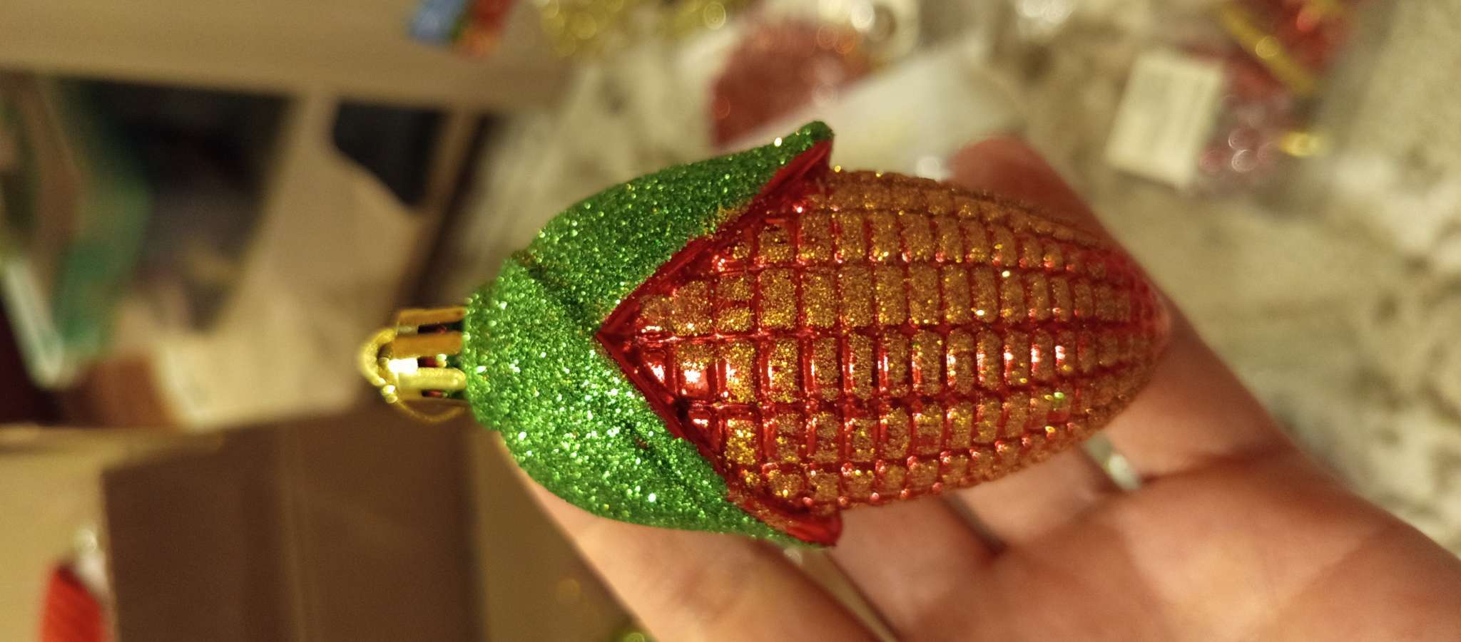 Фотография покупателя товара Ёлочные игрушки 4 шт. «Кукуруза колор» 10×4 см, красный - Фото 1