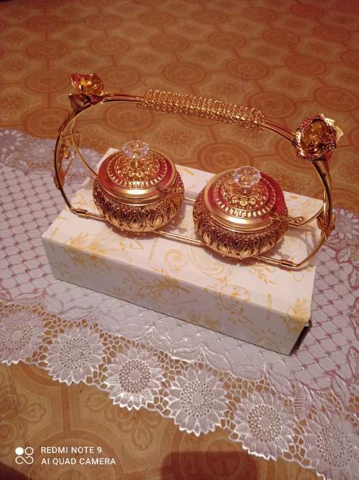 Фотография покупателя товара Набор сахарниц «Бонжур», с ложками на подставке, цвет золотой - Фото 1