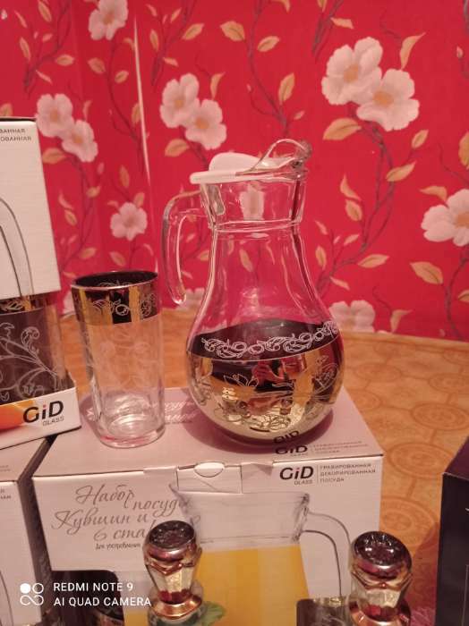 Фотография покупателя товара Набор питьевой «Флора», 7 предметов: кувшин 1 л, стакан 230 мл, с гравировкой и напылением, 6 шт, микс