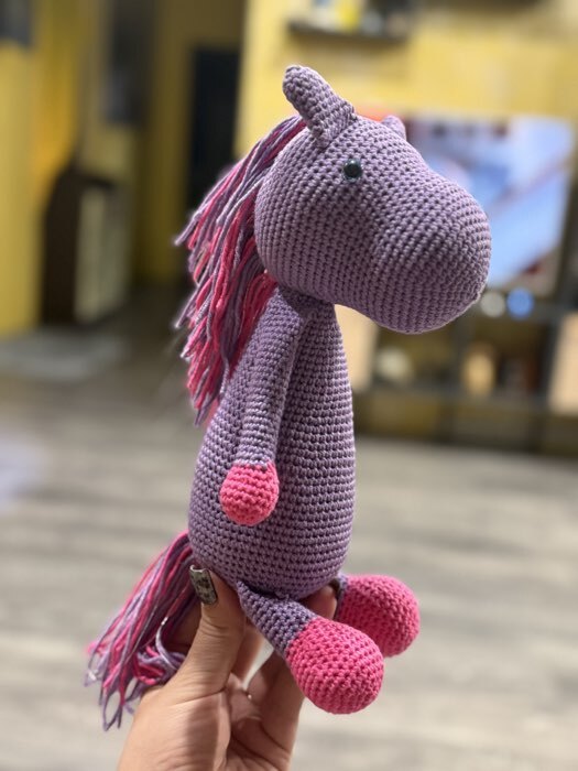 Фотография покупателя товара Набор для вязания. Амигуруми: мягкая игрушка своими руками «Единорожек Олби», 30 см - Фото 1