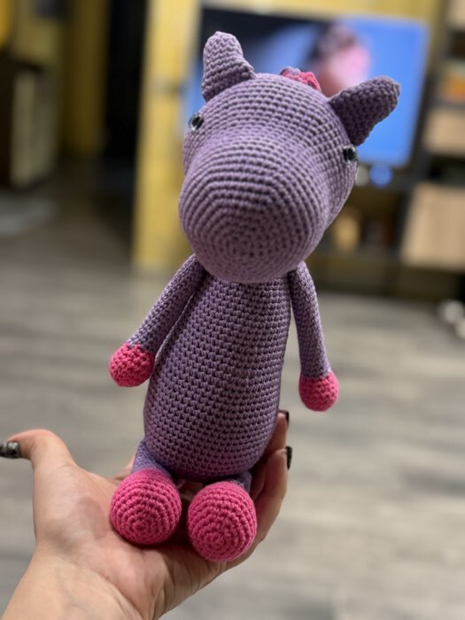 Фотография покупателя товара Набор для вязания. Амигуруми: мягкая игрушка своими руками «Единорожек Олби», 30 см - Фото 2