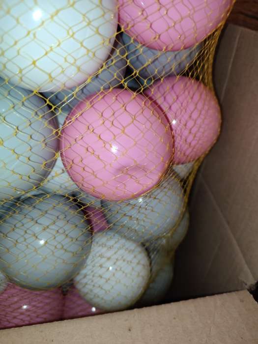 Фотография покупателя товара Шарики для сухого бассейна с рисунком, диаметр шара 7,5 см, набор 150 штук, цвет розовый, белый, серый