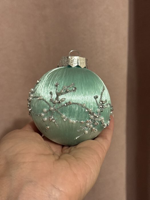 Фотография покупателя товара Ёлочные игрушки «Хайдвин», шары новогодние, d=8 см, набор 3 шт., нежность, зелёный - Фото 1