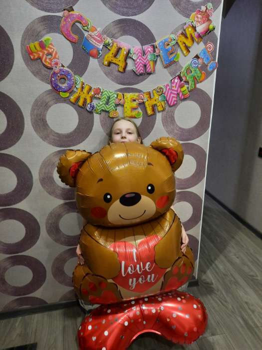 Фотография покупателя товара Воздушный шар фольгированный 58" «Медведь с сердцем», под воздух - Фото 1