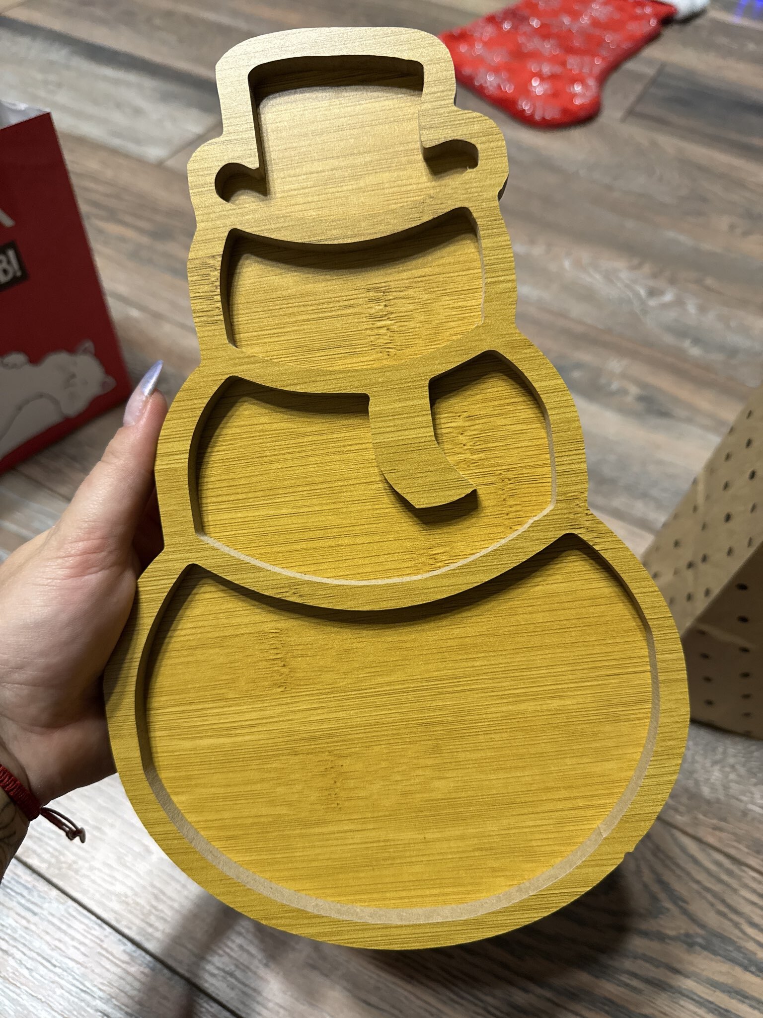 Фотография покупателя товара Менажница новогодняя деревянная «Снеговик», 28.8×18.4 см - Фото 6