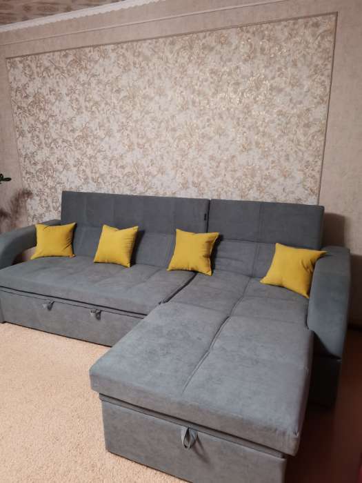 Фотография покупателя товара Диван угловой «Майами 2», механизм венеция, универсальный, велюр, цвет галакси лайт 004 - Фото 1