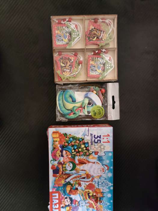 Фотография покупателя товара Елочные игрушки в деревянной подарочной упаковке, 12 шт. - Фото 1