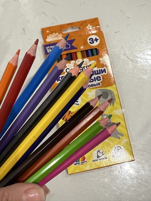 Фотография покупателя товара Карандаши Calligrata цветные, 12 цветов, деревянные, трёхгранные, мини - Фото 3