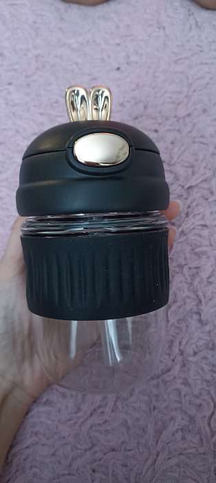 Фотография покупателя товара Бутылка для воды «Ушки», 350 мл, 9.5×9×17 см, стекло, МИКС - Фото 1