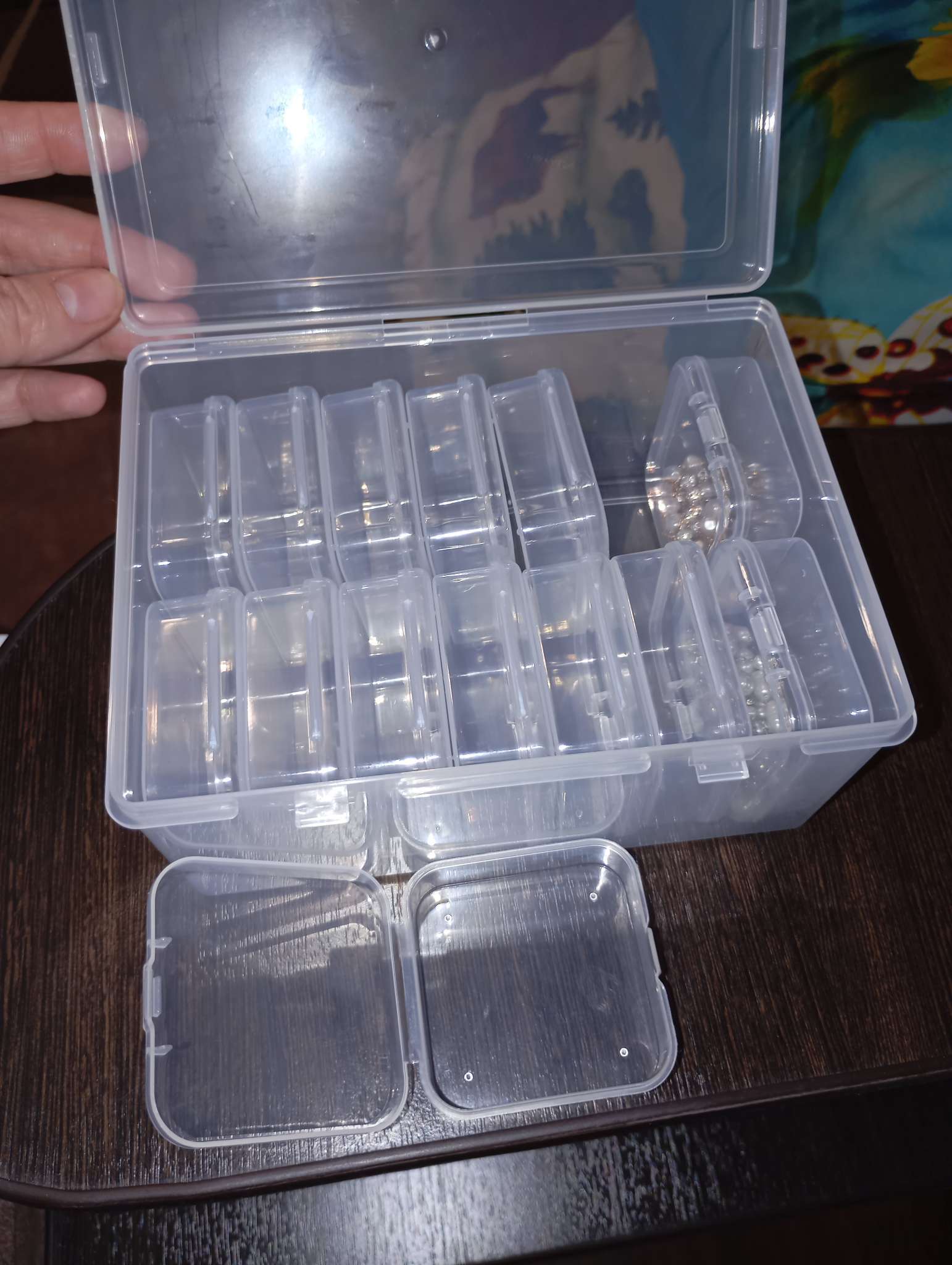 Фотография покупателя товара Органайзер для украшений QF, антиокислительный на 14 ячеек, 16.5×12×6 см, прозрачный - Фото 2