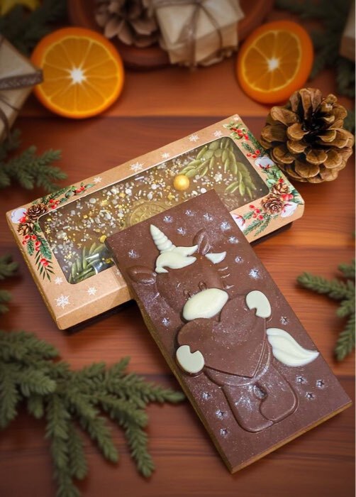 Фотография покупателя товара Коробка для шоколада «С Новым годом!», с окном, 9×1.5×18 см - Фото 1