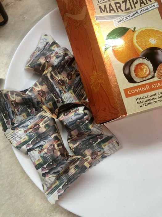 Фотография покупателя товара Конфеты марципановые Grondard «Сочный апельсин», 140 г - Фото 2