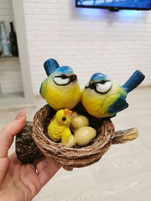 Фотография покупателя товара Подвесной декор "Гнездо с серыми птицами" 17х10х17см - Фото 4