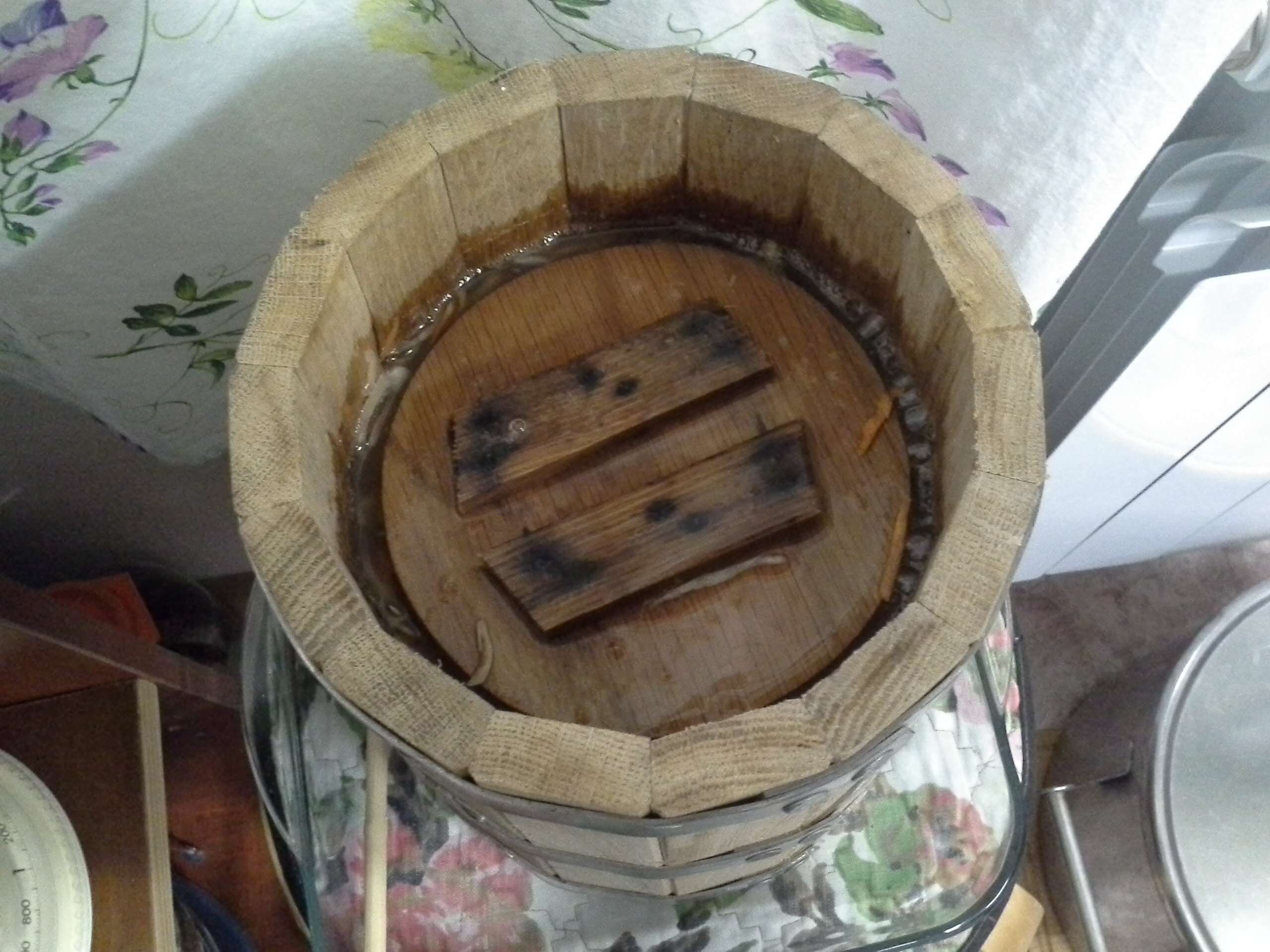 Фотография покупателя товара Кадка дубовая, 15л, нержавеющий обруч, с гнетом - Фото 1