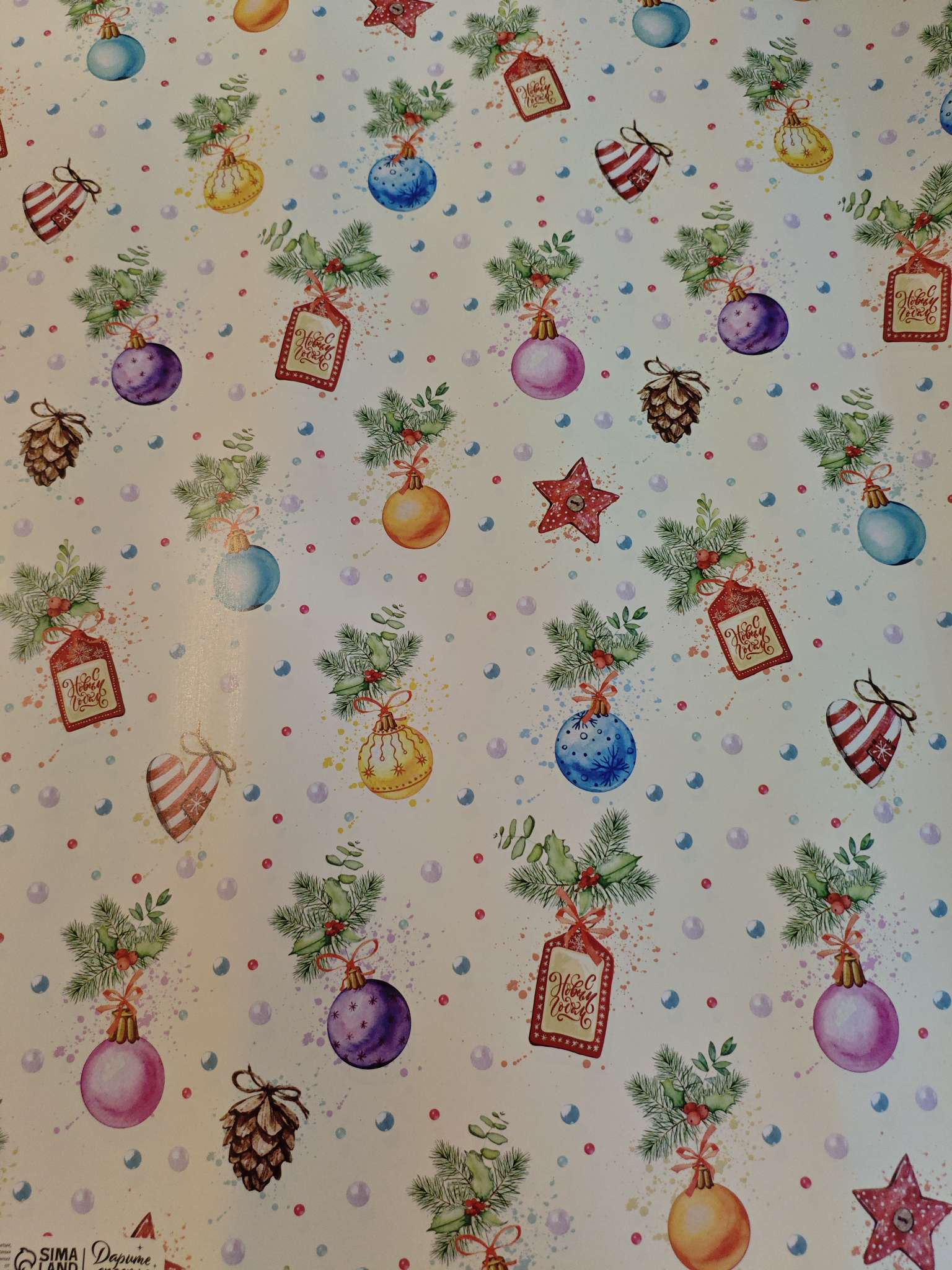 Фотография покупателя товара Бумага упаковочная новогодняя глянцевая «Шарики», 50×70 см - Фото 1