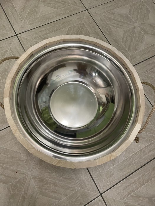 Фотография покупателя товара Шайка - таз для бани и сауны, 15 л, деревянная, нержавеющая вставка, «Добропаровъ» - Фото 2