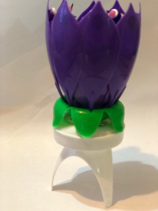Фотография покупателя товара Свеча для торта музыкальная "Тюльпан", крутящаяся, фиолетовая, 14,5×6 см - Фото 1