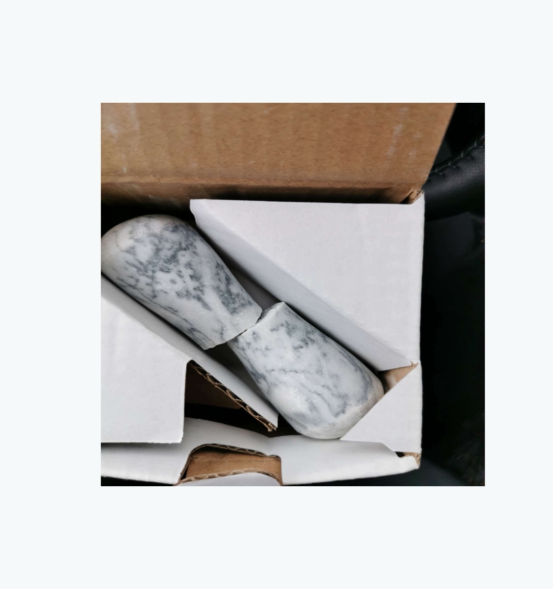 Фотография покупателя товара Ступка с толкушкой «Мрамор», из натурального камня, цвет белый