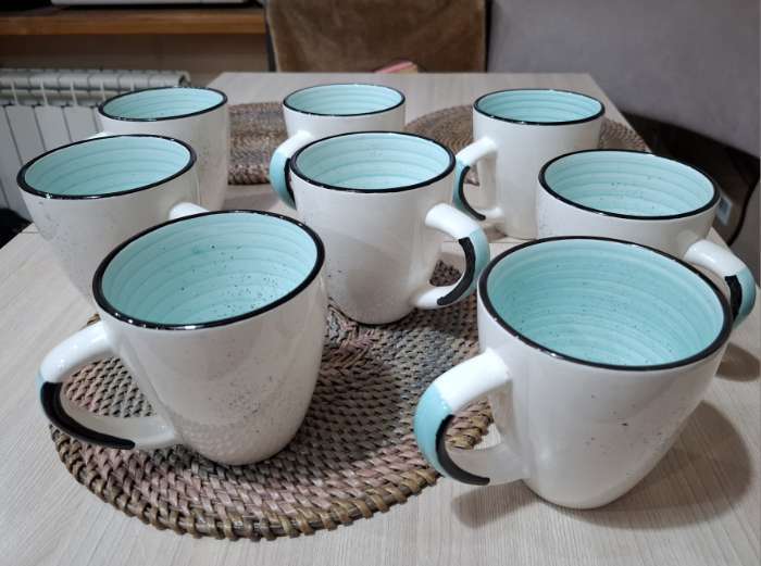 Фотография покупателя товара Набор кружек Доляна Nature, 4 шт., 400 мл, керамика, бежевые - Фото 2