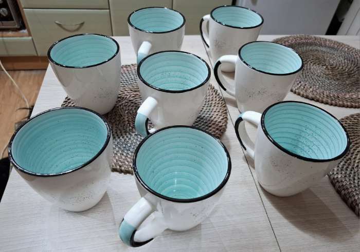 Фотография покупателя товара Набор кружек Доляна Nature, 4 шт., 400 мл, керамика, бежевые - Фото 3