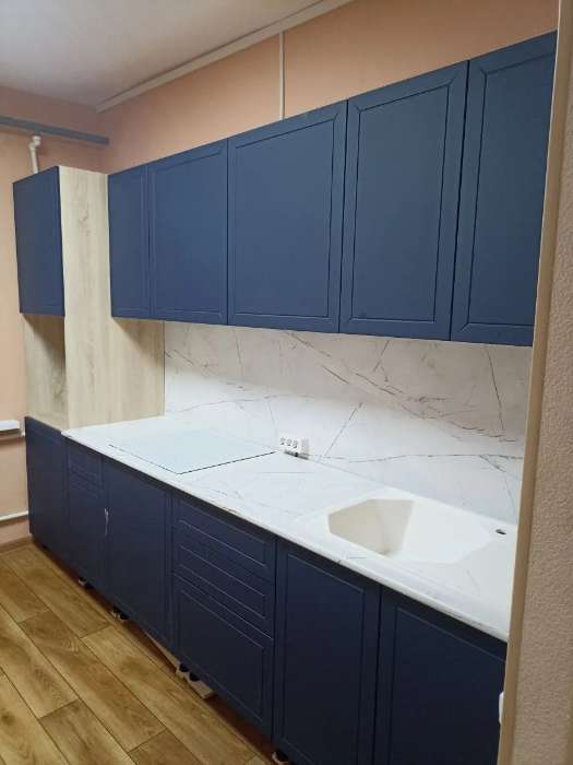 Фотография покупателя товара Кухонный гарнитур трёхуровневый в потолок «Кристалл - 7», с ручками, 2400×1200 мм, цвет океания/дуб сонома - Фото 4