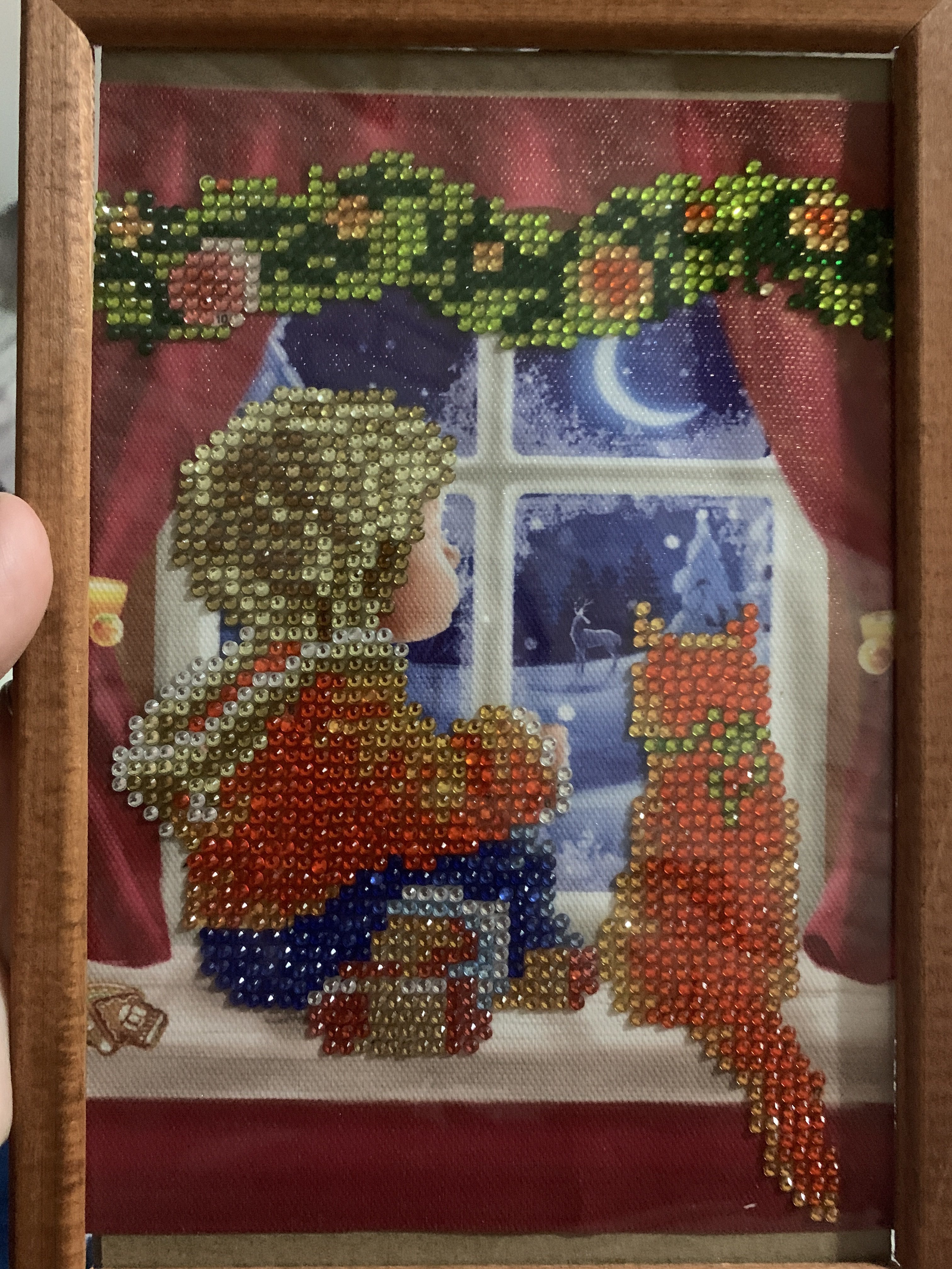 Фотография покупателя товара Новогодняя алмазная мозаика с частичным заполнением на холсте «Новый год. Уюта в доме», 15 х 21 см