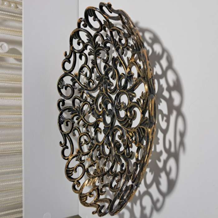Фотография покупателя товара Ваза для фруктов и хлеба «Роскошь. Антик», d=25 см, чёрный, золотистый - Фото 3