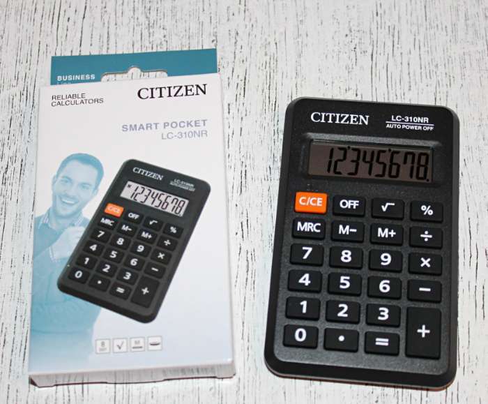 Фотография покупателя товара Калькулятор карманный Citizen "LC310NR", 8-разрядный, 69 х 115 х 23 мм, питание от батарейки, чёрный