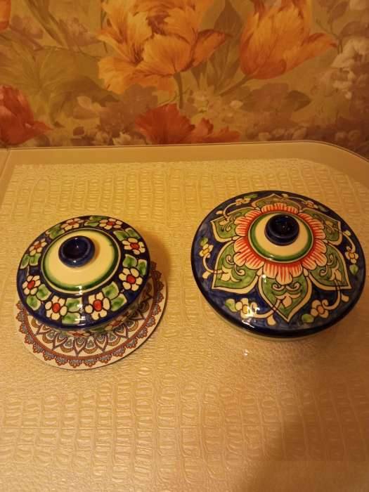 Фотография покупателя товара Сахарница узбекская Риштанская Керамика «Цветы», 250 мл, синяя - Фото 2