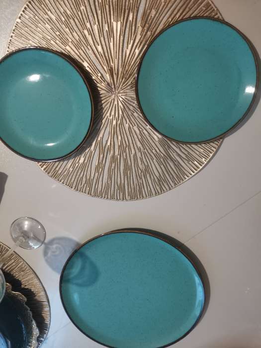 Фотография покупателя товара Тарелка плоская Turquoise, d=18 см, цвет бирюзовый - Фото 2