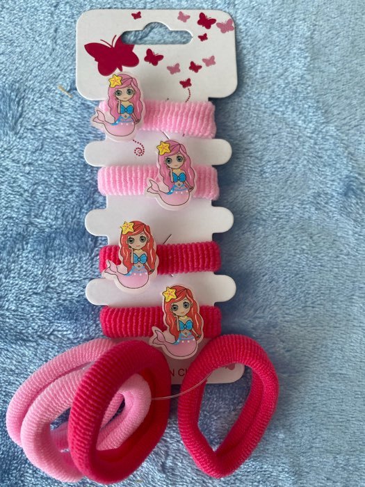 Фотография покупателя товара Резинка для волос "Глорис" (набор 8 шт) русалочки, 4 см, розовый