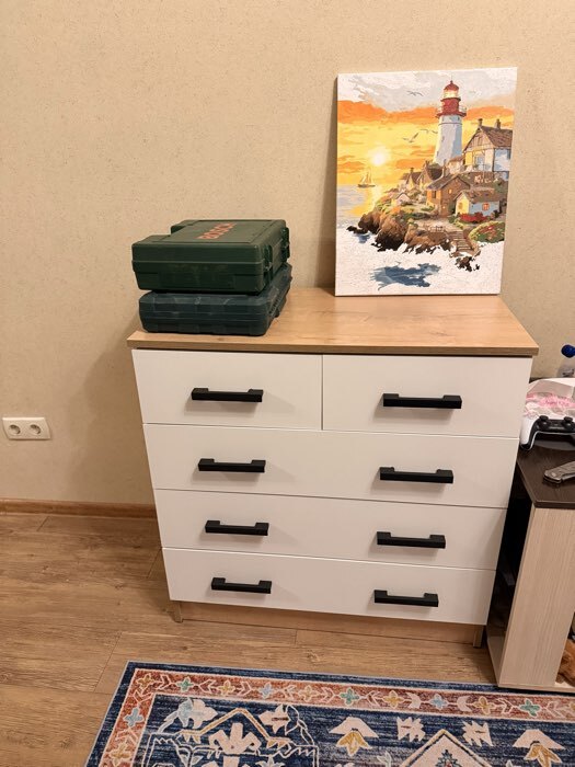 Фотография покупателя товара Комод напольный для хранения «К800-3/2», 800×830×440 мм, цвет дуб вотан/белый