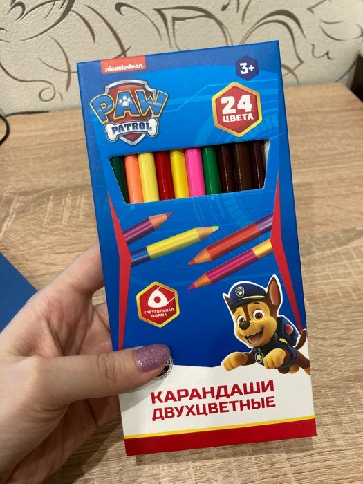 Фотография покупателя товара Цветные карандаши, 24 цвета, двусторонние, Щенячий патруль