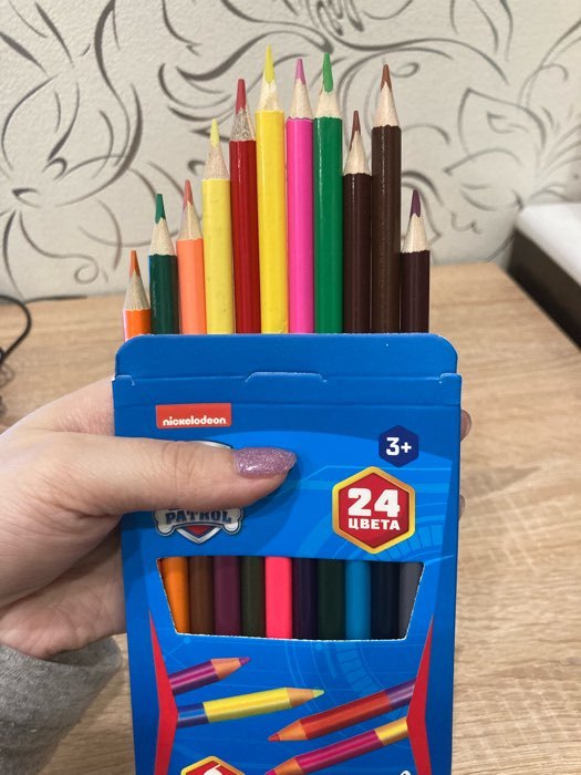 Фотография покупателя товара Цветные карандаши, 24 цвета, двусторонние, Щенячий патруль - Фото 1